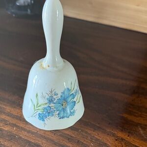 Floral Ceramic Bell with Blue Flowers
